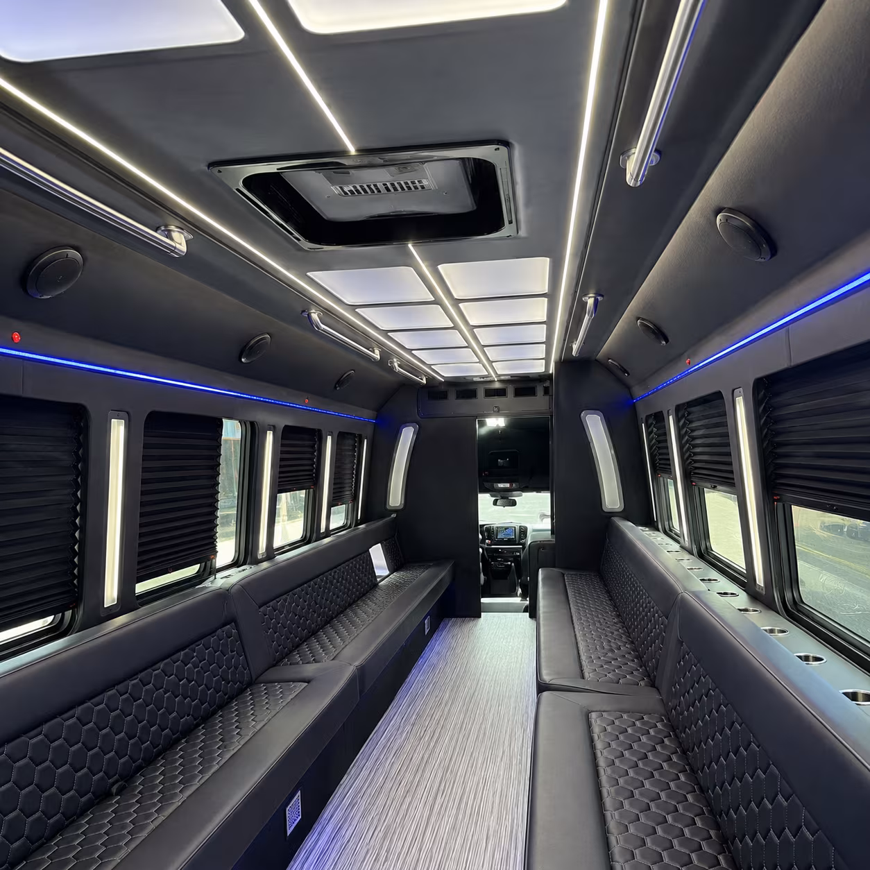 flower mound party bus rental interior